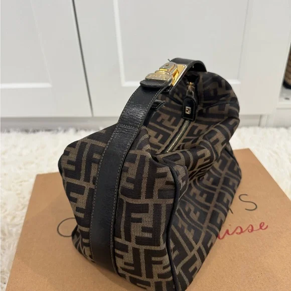 Authentic Fendi Zucca Canvas Handbag/Vanity Bag - Picture 2 of 11